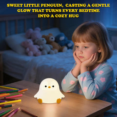 UNEEDE penguin night light USB rechargeable for portable nursery lighting.