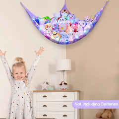 Unicorn Castle hanging corner storage purple, saves floor space in kids' rooms.