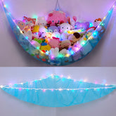 Unicorn Castle stuffed animals hammock with LED light in blue XL keeps toys off the floor