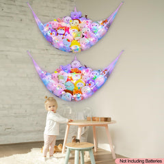 Unicorn Castle corner hanging organizer saves floor space in a kid room