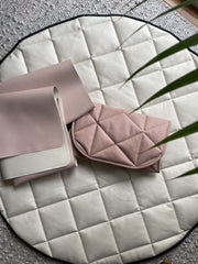 Uniklook tummy-time-mat rose front-view illustrates roomy 16x30 inch play area.