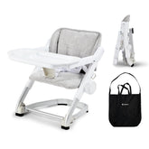 Unilove Feed Me 3-in-1 high chair setup showing growth from infancy to toddler seating.