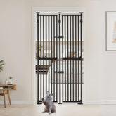 Unipaws 75-inch cat gate installed in a doorway for pet containment.