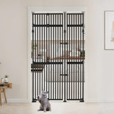 Unipaws 86-inch cat gate fully extended across a doorway, showcasing tall clearance.