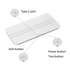 Unipaws tempered glass platform on a 27-inch surface for stable pet weighing.