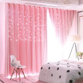 UNISTAR Stars blackout curtains pink panel exterior view for a cozy night-time ambience