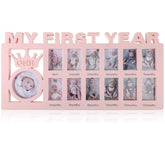 Unittype My First Year frame with pink crown for baby memories.