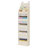 Univivi 6-shelf over-door organizer in beige keeps nursery essentials neatly organized.