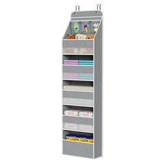 Univivi 6-shelf over door organizer in grey for nursery storage and easy access.