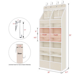 Univivi beige fabric door storage with four small PVC pockets for tiny items.