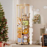 Unlumm stuffed animal storage wheels rolling for easy mobility in a playroom.