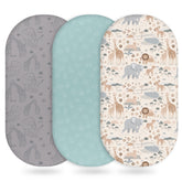 Unnivoll elephant-pattern bassinet sheets offer soft, breathable sleep