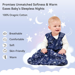 Unnivoll baby sleep sack blue 2-way zipper detail for easy diaper changes.