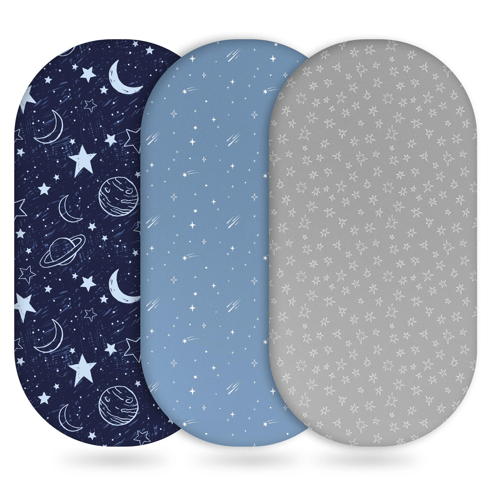 Unnivoll bassinet sheets blue gray planet pack1 — ultra-soft microfiber for gentle baby comfort