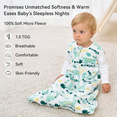 Unnivoll fleece sleep sack side view shows roomy fit for kicking