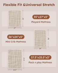 Unnivoll pack-n-play sheet fits different mattresses for versatile use.