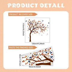 Unonede autumn birds and floating leaves decal adds playful nursery decor
