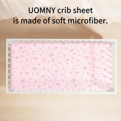 UOMNY Butterfly Flower Crib Sheet on crib mattress shows secure wrap