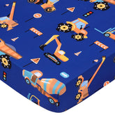 UOMNY crib sheet 52x28 with engineering vehicle print keeps baby cozy at nap time