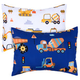 UOMNY engineering-vehicle toddler pillowcase in blue fits 13x18 pillows for travel and home
