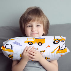 UOMNY engineering-vehicle toddler pillowcase in blue with envelope closure
