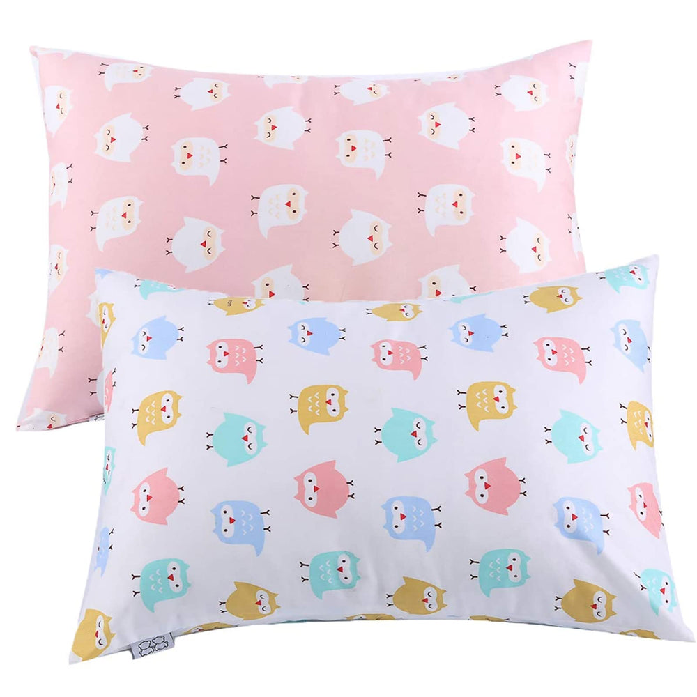 UOMNY owl-pattern toddler pillowcase in pink and white for cozy sleep