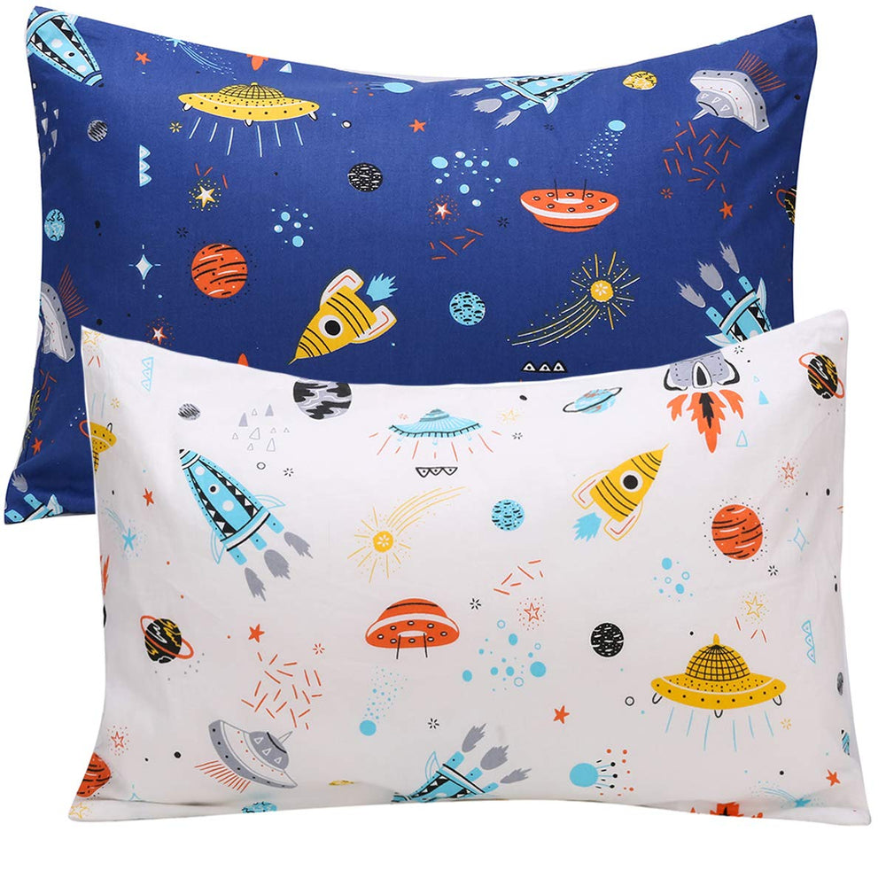 UOMNY space toddler-pillowcases 13x18 on bed for restful sleep.