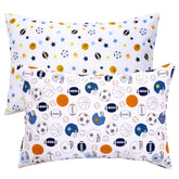 UOMNY sports theme toddler pillowcase 2-pack front view for kids' beds.