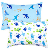 UOMNY turtle and shark toddler pillowcase in blue and white fits 13x18 for soft sleeps