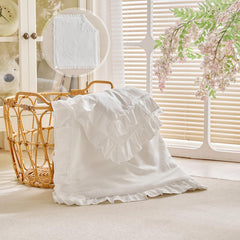 UOZZI BEDDING edge detail shows a 2 inch ruffle, perfect for nursery decor