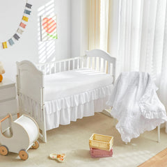 UOZZI BEDDING bed skirt 28x52 with 14-inch drop adds neat nursery finish