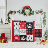 UOZZI BEDDING Christmas Gray crib comforter with quilted plaid texture for cozy nights.