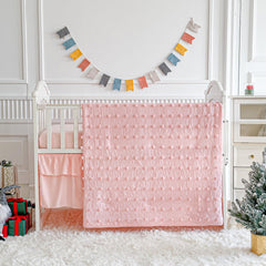 UOZZI Bedding pink crib set with tufted dots jacquard for stylish nursery decor