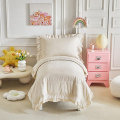 UOZZI Bedding ruffled lace toddler comforter for cozy nights