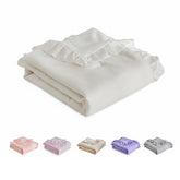 UOZZI BEDDING ruffled toddler blanket with white fabric, cozy for bedtime and crib style