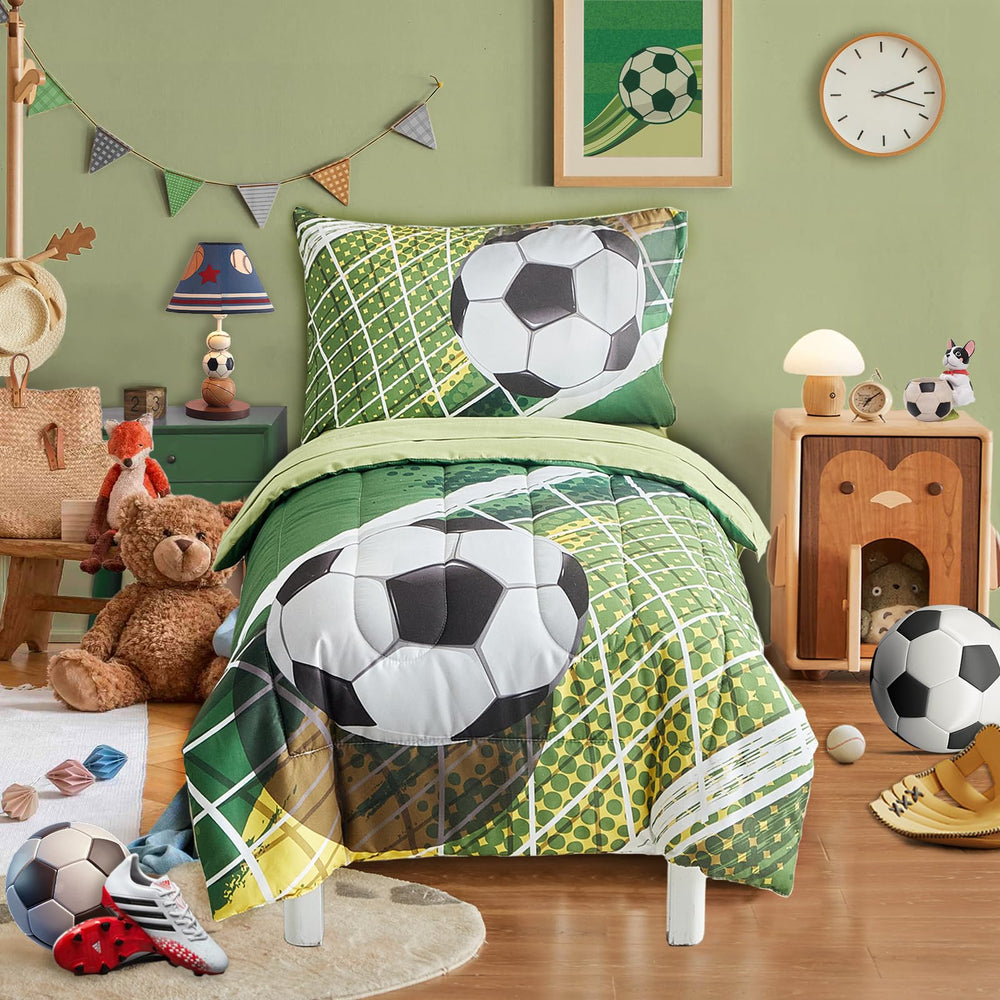 UOZZI BEDDING soccer toddler comforter field design promotes cozy sleep