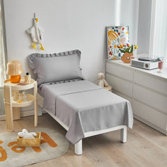 UOZZI BEDDING gray flat sheet provides soft, breathable underlay