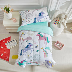 UOZZI Bedding unicorn comforter close-up shows soft microfiber for gentle sleep