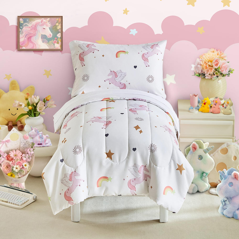 UOZZI BEDDING unicorn toddler comforter with playful unicorn print for bedtime magic