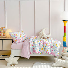 UOZZI BEDDING reversible pink sheet set complements unicorn theme for cozy nights.