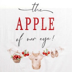 Upfirst apple-of-our-eye letters decor enhances party signage with elegant text.