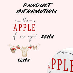 Upfirst clothesline apple-onesie illustration decor elevates baby shower photo ops.