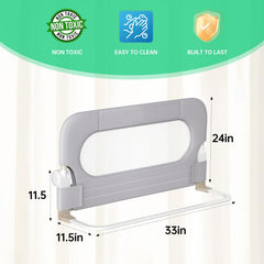 UPGOGO bed rail folding mechanism close-up, easy one-handed fold for quick bedtime access.