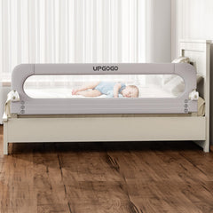 UPGOGO folding bed rail for toddlers in gray provides secure sleep across 71 by 23.6 inches.