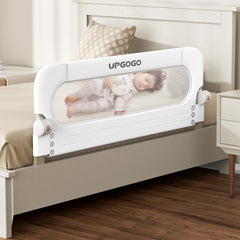 UPGOGO folding bed rail in white ready for toddler bedtime use