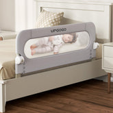 UPGOGO folding bed rail for toddlers shows a secure guard in use