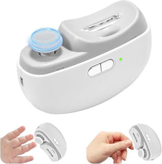 Upgraded electric nail clipper 3-in-1 trims nails with LED light and dust box.