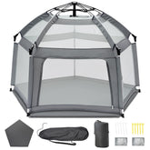 UPHUNAL baby playpen with self-inflating mat for indoor outdoor use
