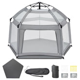 UPHUNAL portable baby playpen with inflatable mattress provides a cushioned space for comfy play