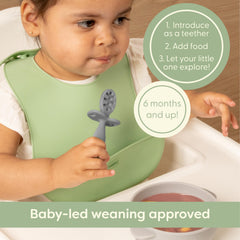 UpwardBaby BLW-friendly spoon with textured head for gum stimulation.